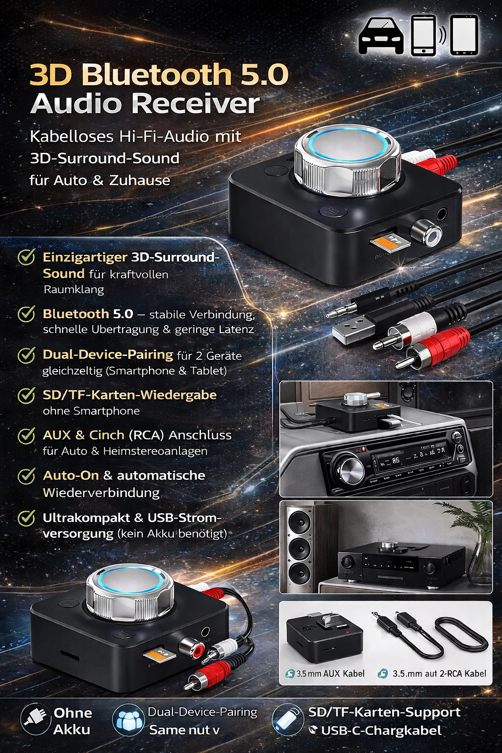 Ricevitore audio Bluetooth 5.0