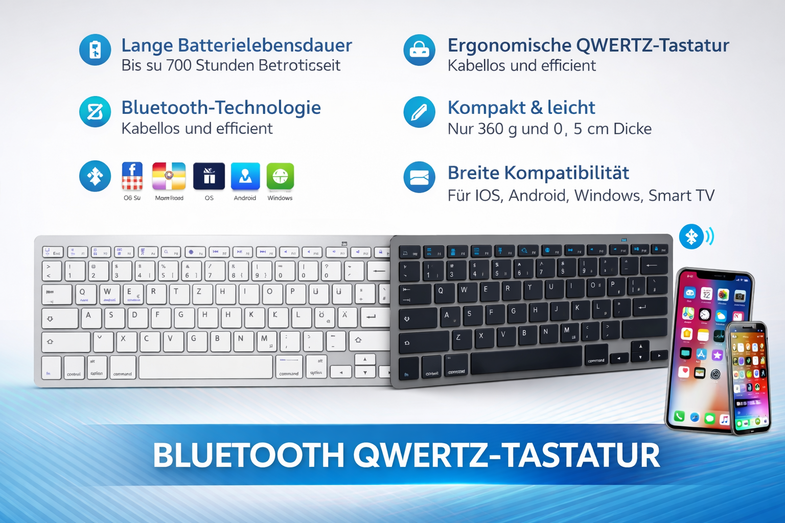 Tastiera Bluetooth ultra sottile