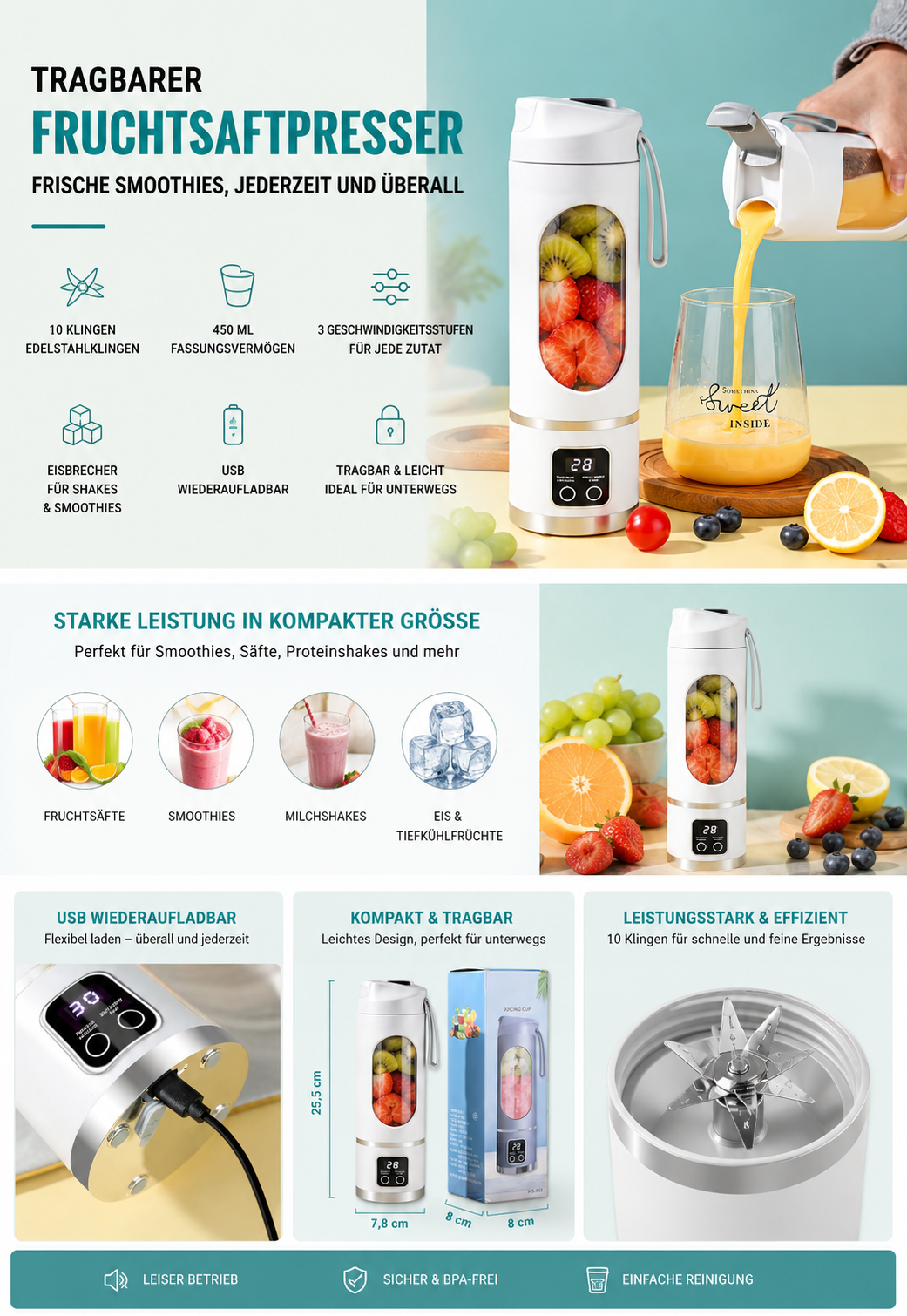 Tragbarer USB Smoothie Mixer