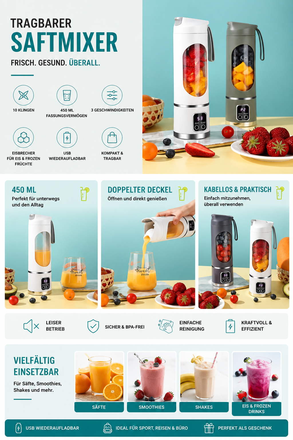 Tragbarer USB Smoothie Mixer