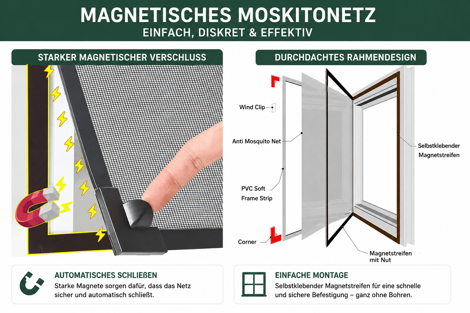 Magnetisches Moskitonetz