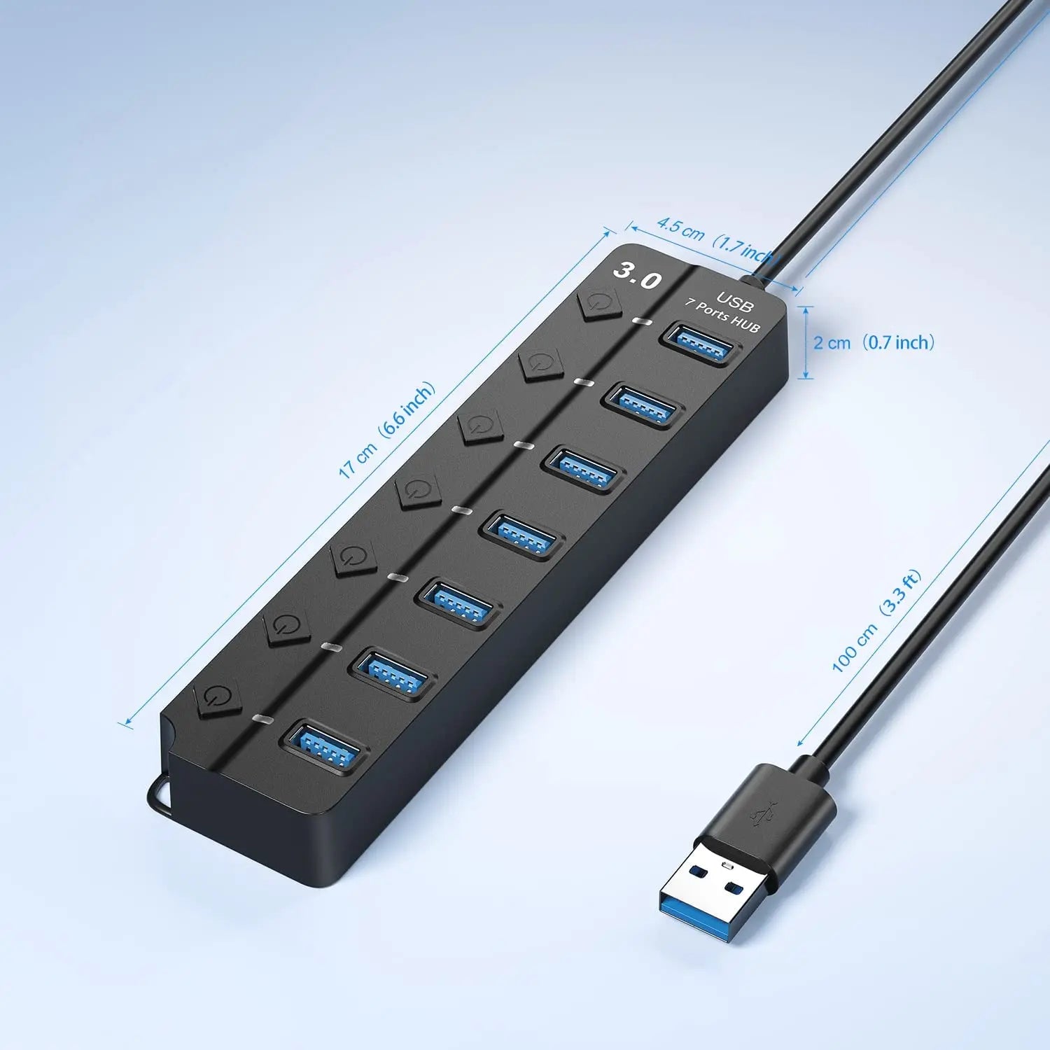 Concentrateur USB 3.0 avec boutons marche/arrêt